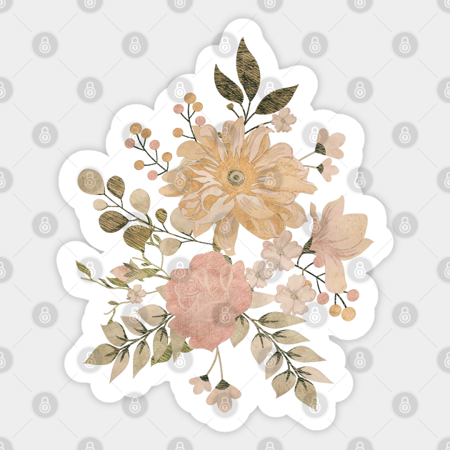 Vintage Flowers Vintage Flower Sticker TeePublic